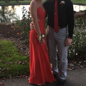Long red homecoming/prom dress